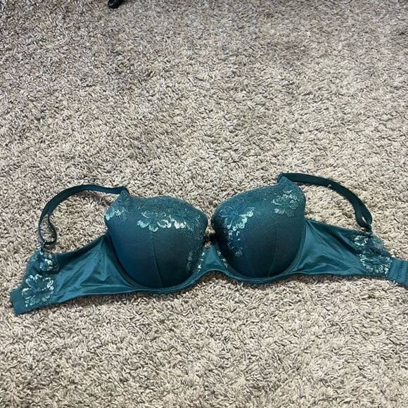 Body by Victoria Lace Lightly Lined Underwire Demi Bra Lingerie Dark Green 32DDD - Picture 2 of 4